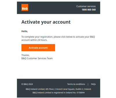 Activate your B&Q Account