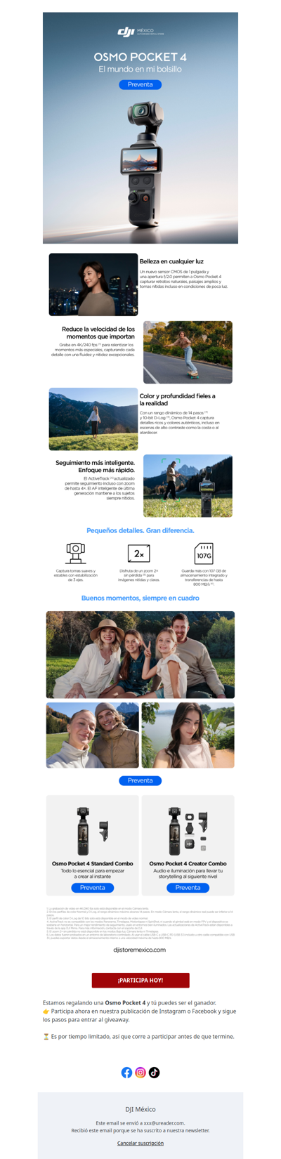 🎥 Osmo Pocket 4 ya disponible