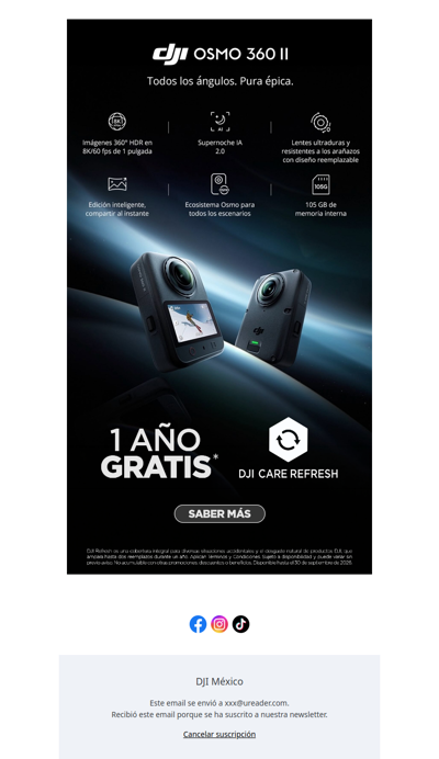 DJI Care Refresh GRATIS con Osmo 360 II