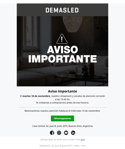 ¡Atención! 📢 Horario Especial de Atención – Martes 18 de Noviembre