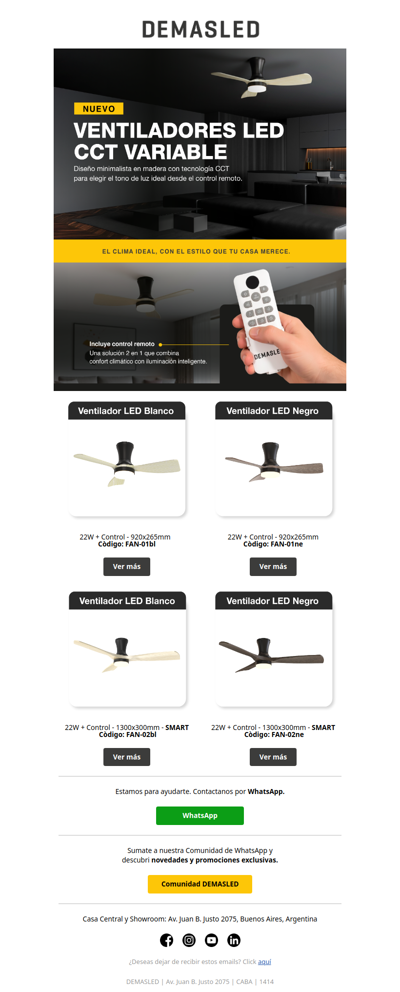 Frescura y diseño: Llegaron los nuevos Ventiladores LED CCT