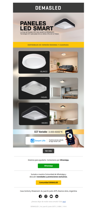Controlá la luz de tu espacio desde el celular: Paneles Smart CCT 💡