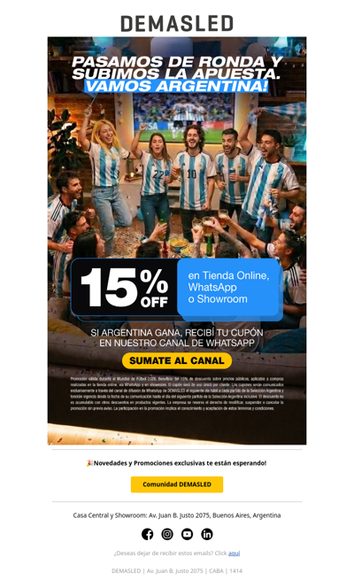 ⚽ Sumate al canal y recibí descuentos exclusivos en cada partido