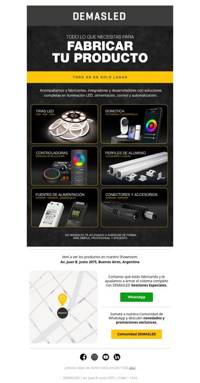 Fabricás un producto. Nosotros te ayudamos a iluminarlo, alimentarlo y automatizarlo 🛠️💡