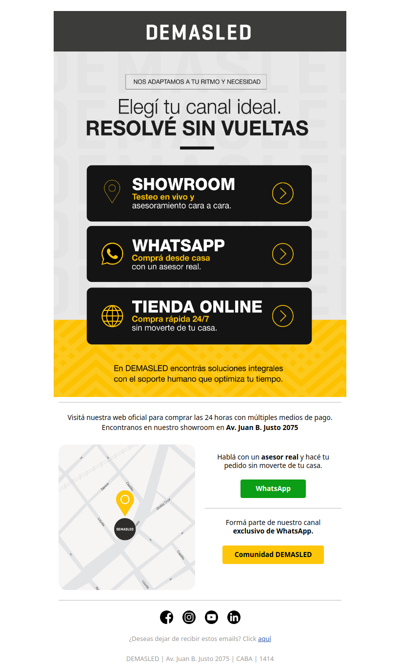 Showroom, WhatsApp o Web: Vos elegís cómo vivir la experiencia DEMASLED 💡