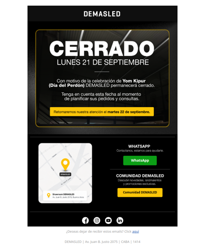 IMPORTANTE | Lunes 21 de septiembre CERRADO