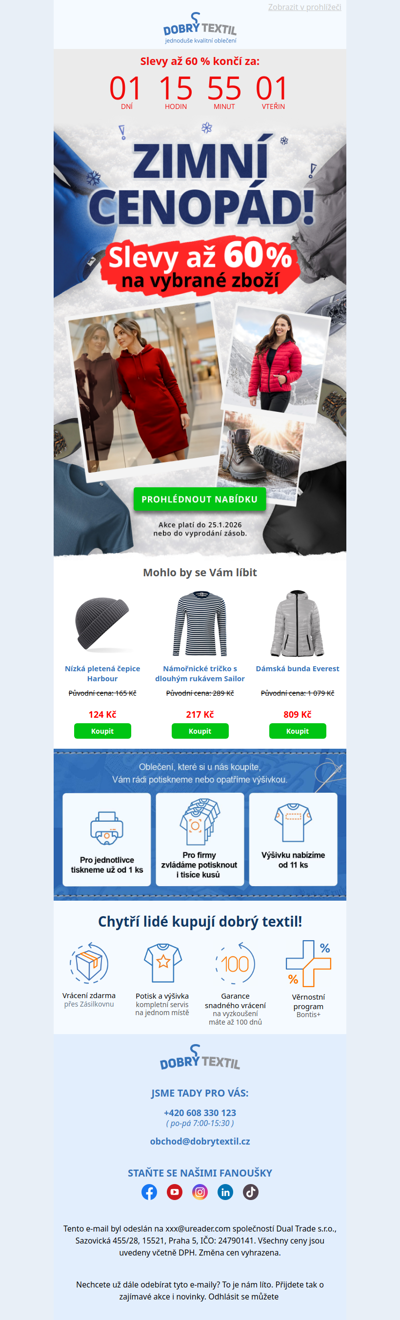 ⏰Zimní cenopád se slevami až 60 % se blíží ke konci.