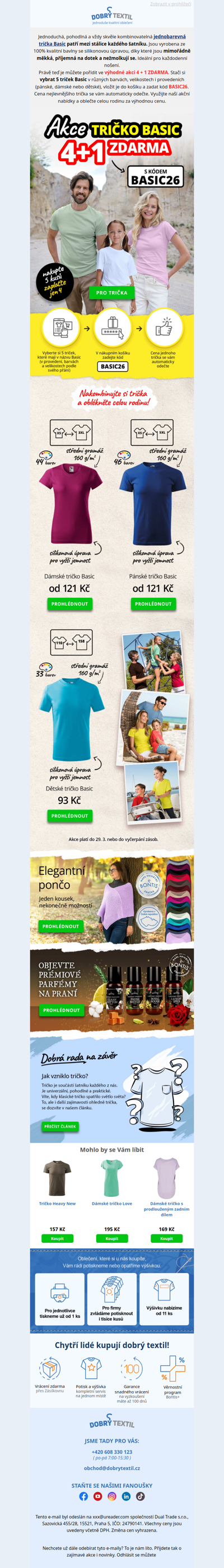 AKCE 📣Získejte 5 triček za cenu 4! Nejoblíbenější trička Basic právě v akci.