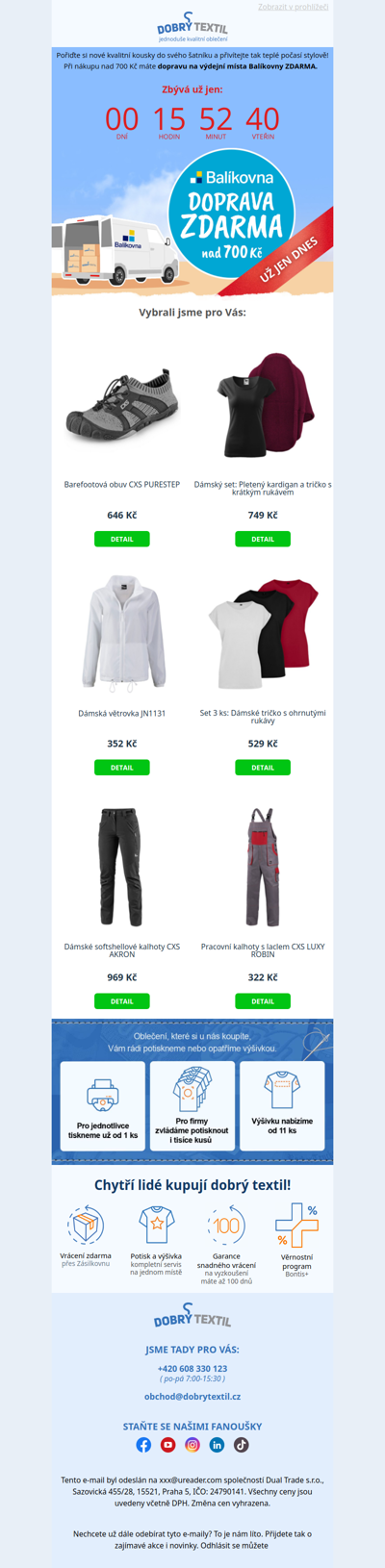 🚨POZOR: Doprava zdarma končí dnes o půlnoci