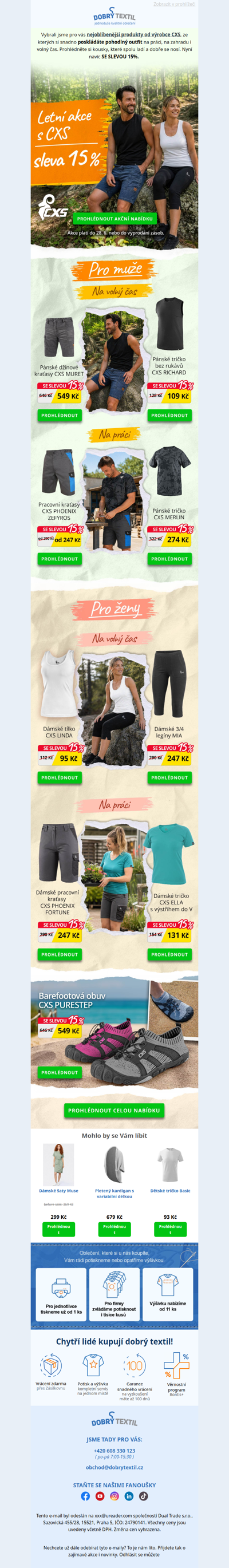 📢AKCE na letní oblečení CXS právě odstartovala.