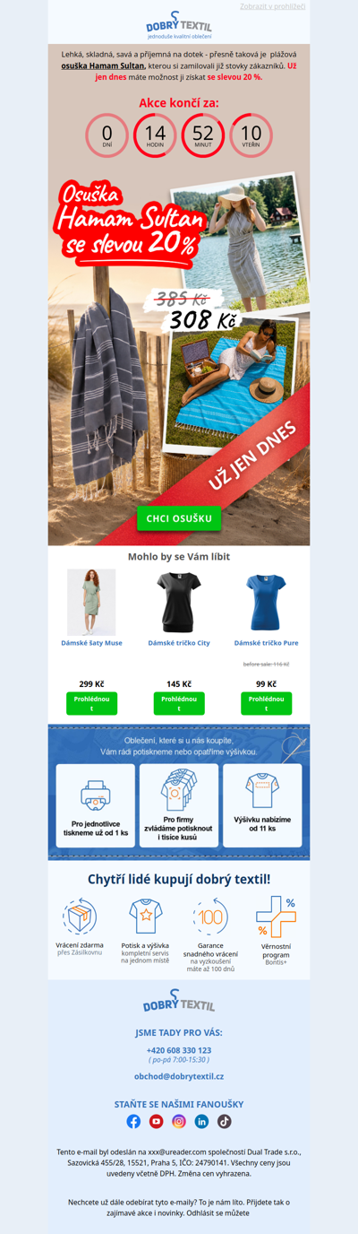 Poslední šance získat osušku Hamam Sultan s 20% slevou.