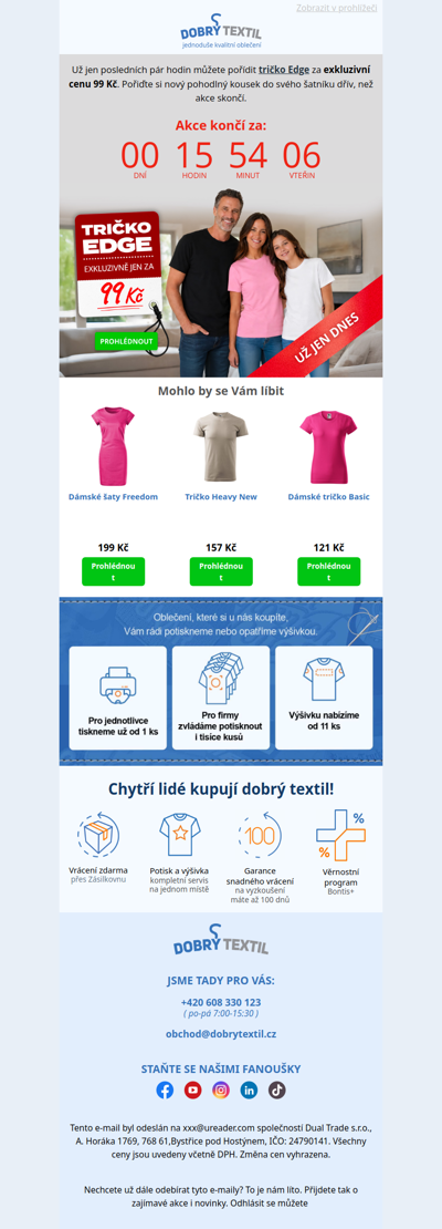 ⏰ Poslední šance získat trička Edge za skvělou cenu