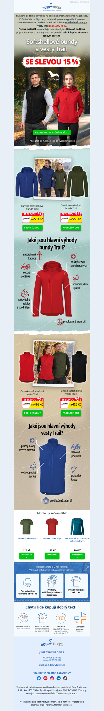 Sleva 15 % na softshellovou kolekci TRAIL