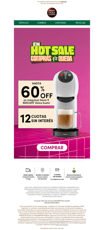 ¡Ahora en Hot Sale! 😎 Tu cafetera con hasta 60% OFF