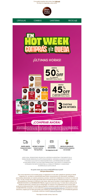 Últimas horas de Hot Week ⏰ el 50% OFF se va hoy