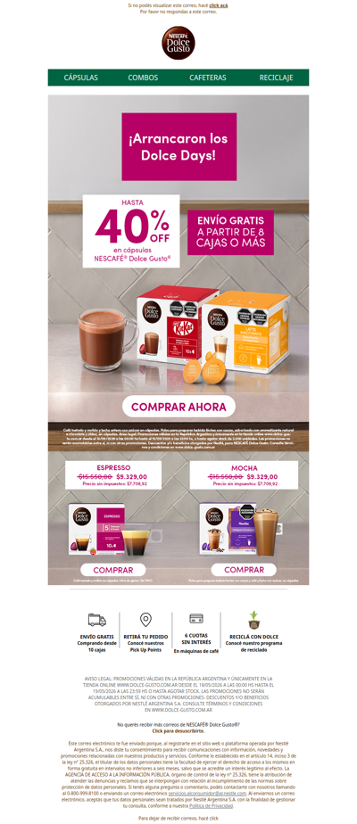 Arrancó Dolce Days 🎉 Hasta 40% OFF + envío gratis 📦​