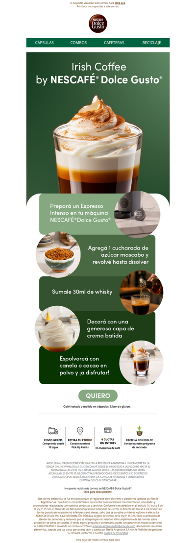 Recetario Dolce ☕ Hoy: Irish Coffee 🥃