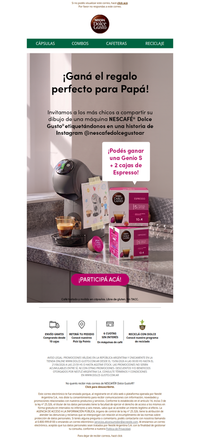 Ganate una Genio S + 2 cajas de Espresso para regalarle a papá 🎁