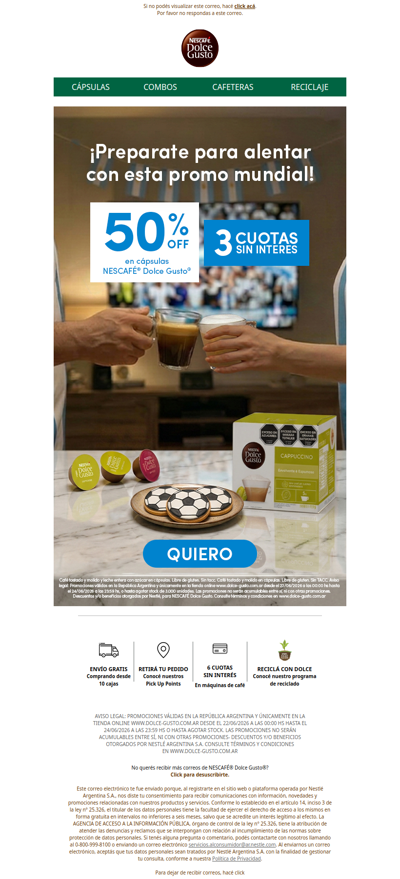 ¡Aprovechá esta promo mundial! 50% OFF en cápsulas ☕