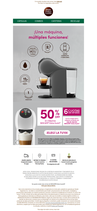 Llevate tu máquina con 50% OFF y 6 cuotas sin interés 💳