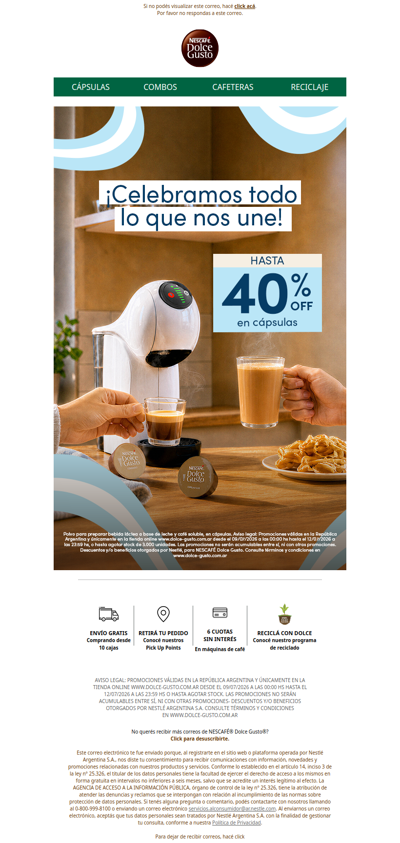 Celebremos lo que nos une 🤍🩵  Hasta 40% OFF en cápsulas 🤩