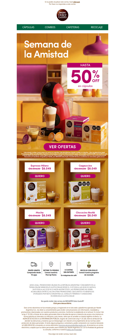 Semana de la Amistad 🤝 Hasta 50% OFF en cápsulas ☕