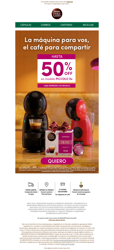 ✨ Piccolo XS con 50% OFF + caja Espresso de regalo 🎁