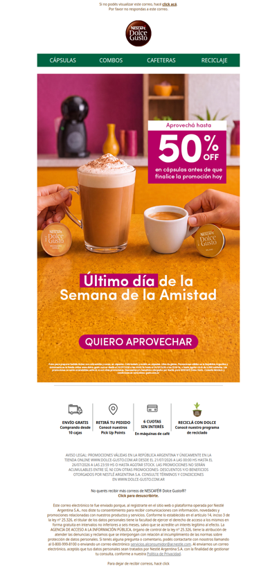 Última oportunidad 🚨 Hasta 50% OFF en cápsulas ☕