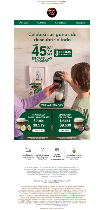 Llegó Starbucks Days ☕ Hasta 45% OFF + 3 cuotas sin interés