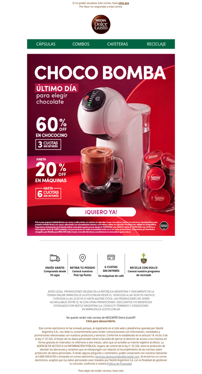 Último día para elegir tu chocolate 🍫 60% OFF en Chococino 🤤