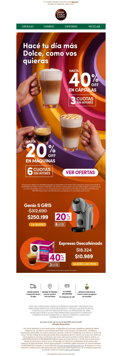 Dolce Days ☕ hasta 40% OFF en cápsulas 🔥