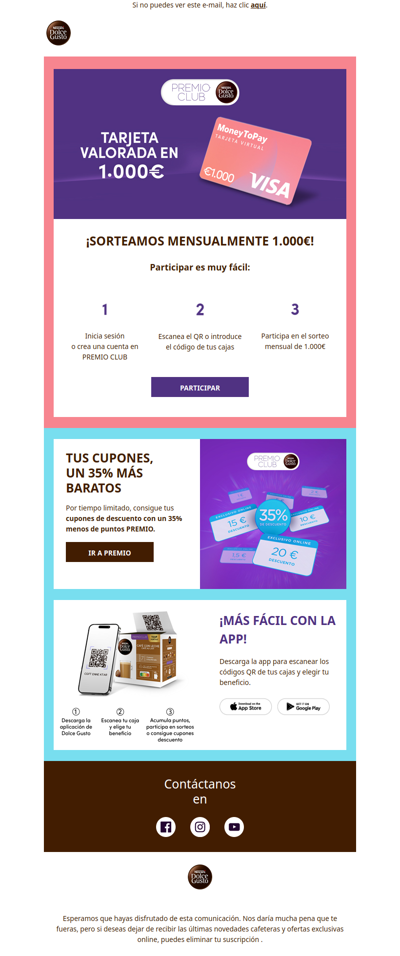 PREMIO CLUB: sorteos de 1.000 € mensuales