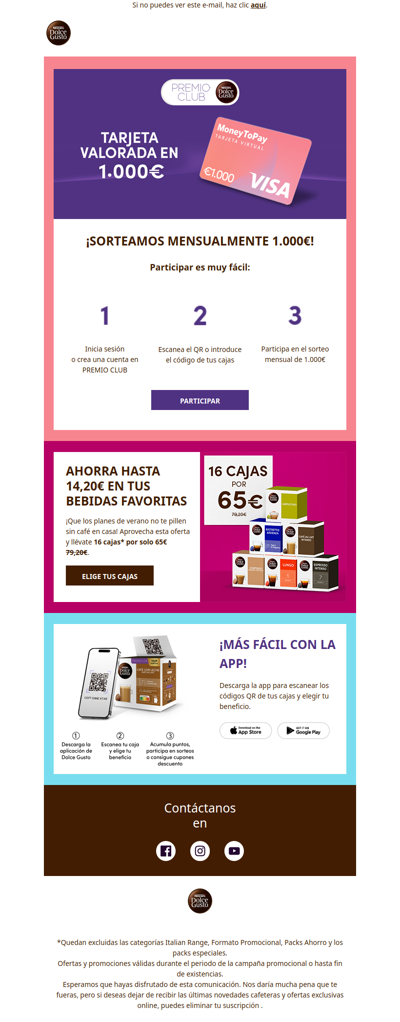 PREMIO CLUB: sorteos de 1.000 € mensuales