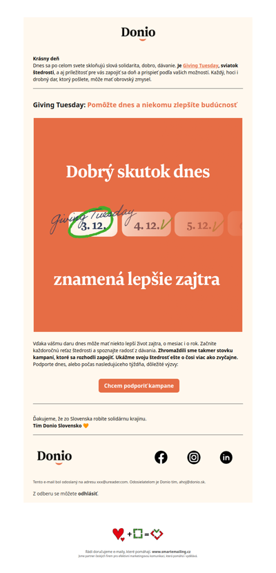 🧡 Ukážme na Giving Tuesday ešte viac štedrosti