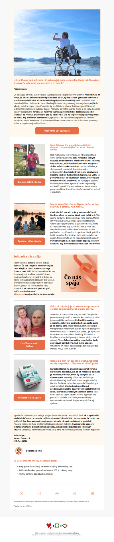 Školáčka Lili zo dňa na deň ochrnula, pomôžme jej 🧡