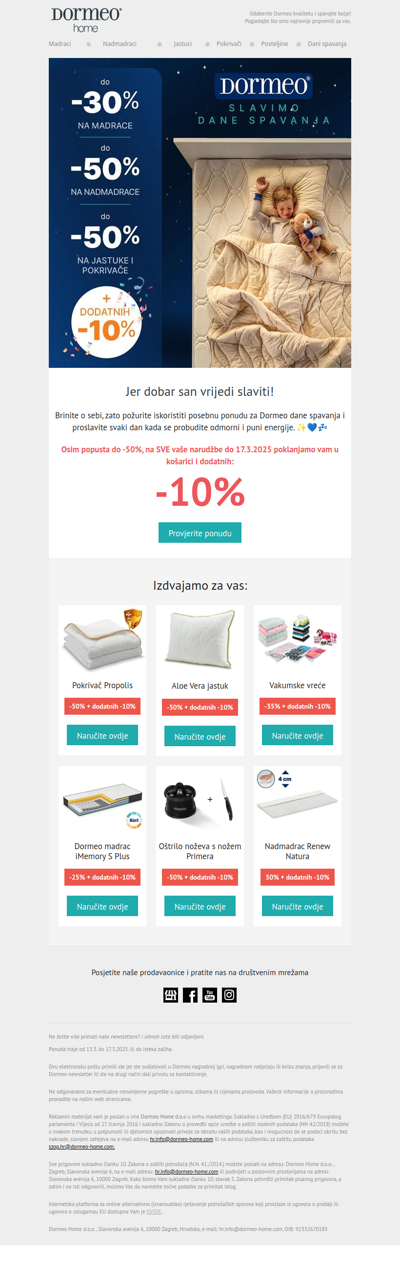 |DO -50% + DODATNIH -10%| Jer dobar san vrijedi slaviti