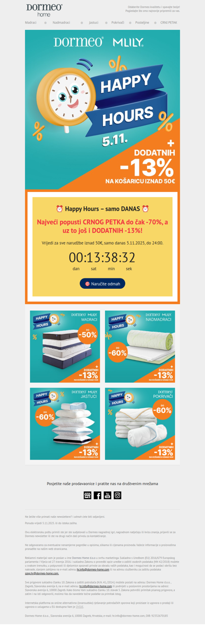 |HAPPY HOURS| Sretnih -13% na popuste do -70%!