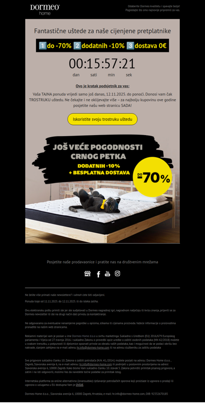 Ne čekajte: 1️⃣ do -70% 2️⃣ dodatnih -10% 3️⃣ dostava 0€