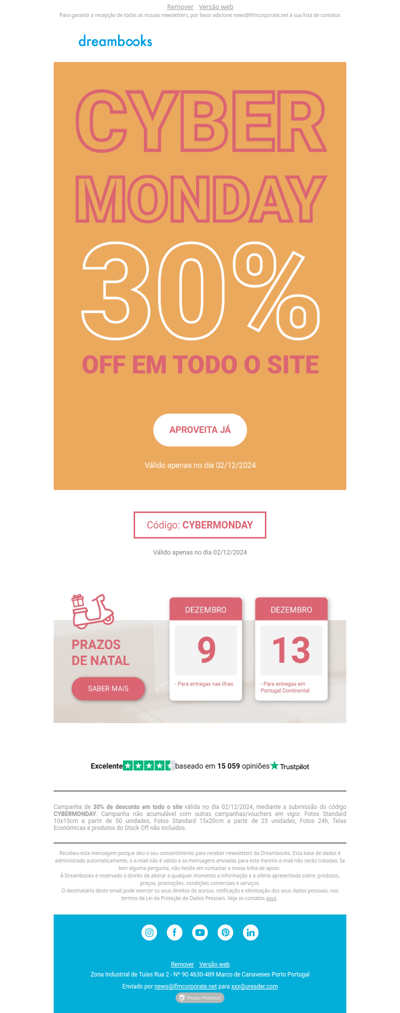 Só hoje! Cyber Monday Dreambooks com 30% OFF em Todo o Site! 🎁