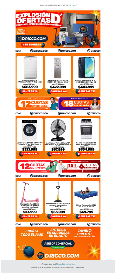 💣 Sigue la Explosión D' Ofertas con descuentos increíbles en D'Ricco.com 🛒
