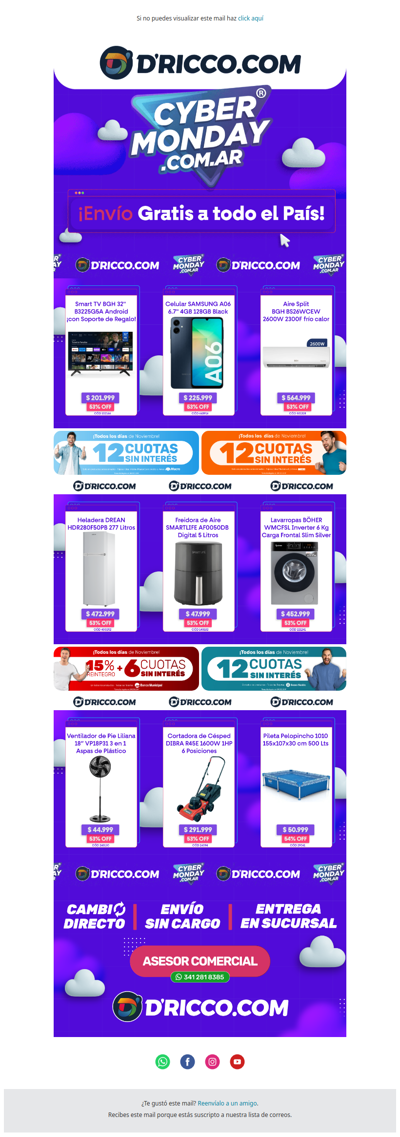 🛒 ¡Llegó el Cyber Monday a D'Ricco.com! Envío gratis, hasta 60% OFF y 12 cuotas sin interés