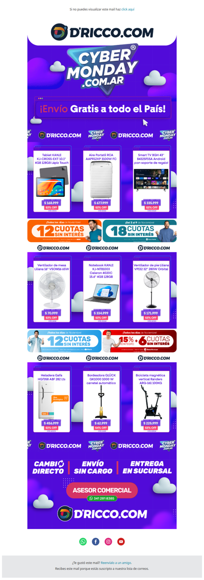 🔥 ¡Las mejores ofertas con envío GRATIS! El #CyberMonday está en D'Ricco.com