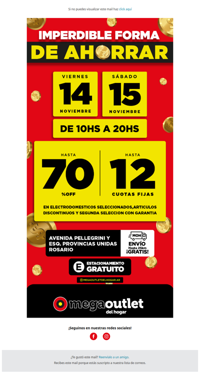 🔥 ¡Llega un nuevo Mega Outlet del Hogar con hasta 70% OFF y hasta 12 cuotas!