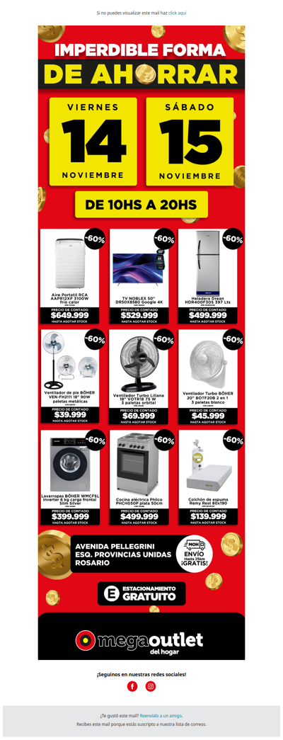 🛒 ¡Dos días para aprovechar ofertas en el MEGA OUTLET DEL HOGAR!