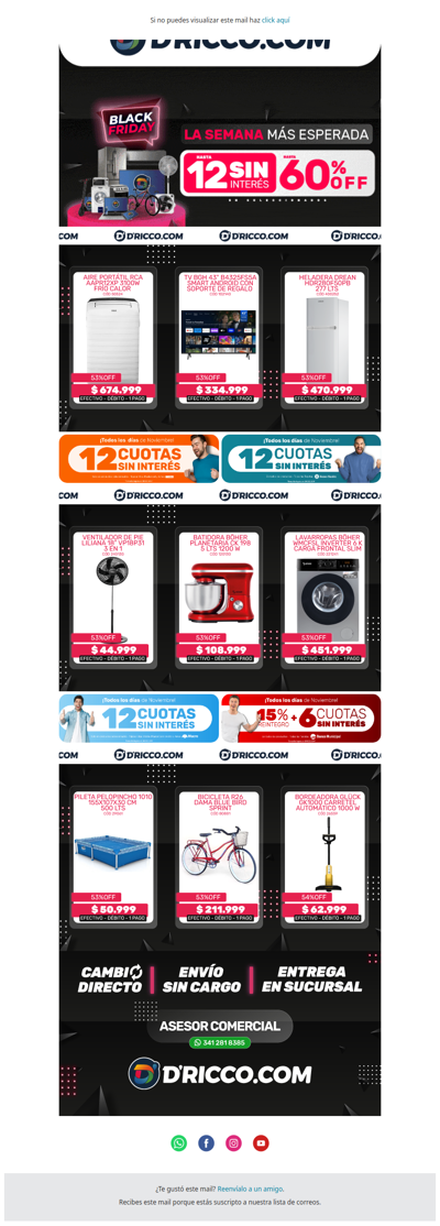 🔥 ¡Llegó el #BlackFriday con envío GRATIS! Aprovechá en D'Ricco.com