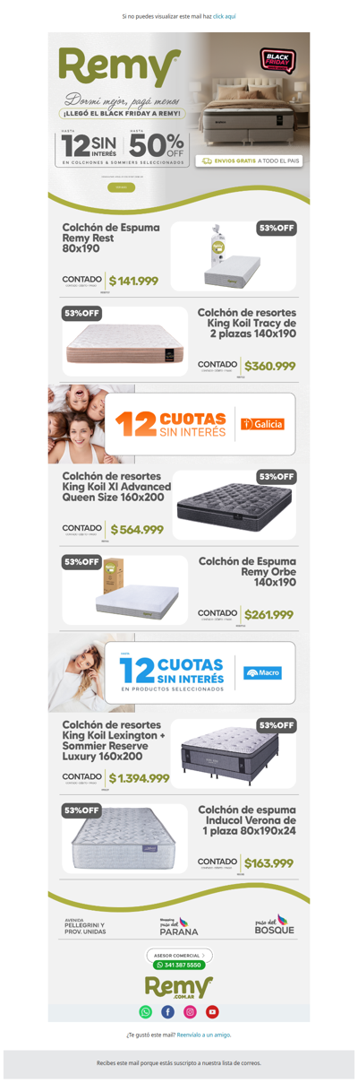 🔥 Llegó el #BlackFriday a Remy ¡con envío GRATIS en Colchones & Sommiers!