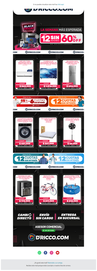 ⏱️ #BlackFridayExtendido ¡Últimos días con envío GRATIS! Aprovechá en D'Ricco.com