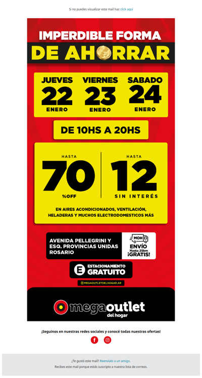 🔥 ¡3 días para aprovechar! Hasta 70% OFF y 12 cuotas en el Mega Outlet del Hogar