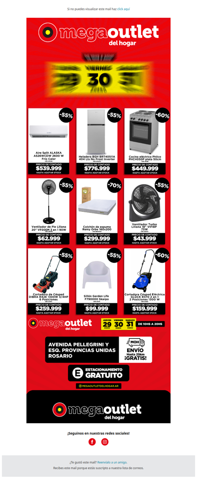 🔥 ¡Hoy: hasta 70% OFF y 12 cuotas! Te esperamos en el Mega Outlet del Hogar