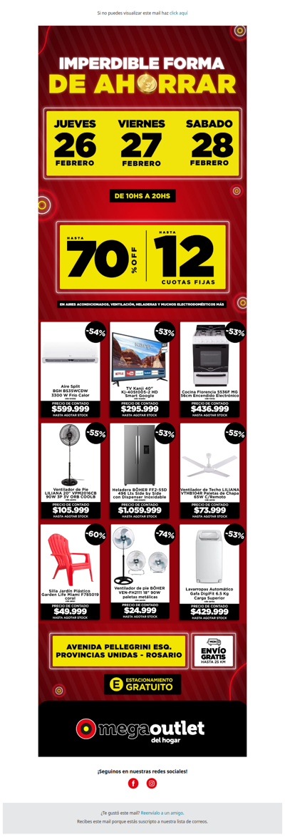 🔥 ¡Hasta 70% OFF y 12 cuotas! Vení al Mega Outlet del Hogar